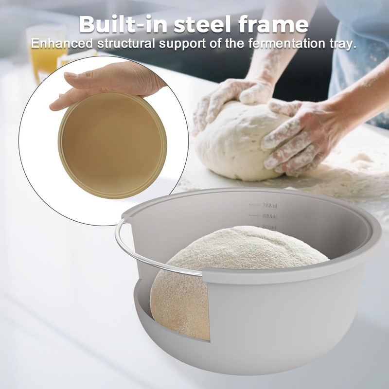 FEHNAG 4Pcs Stackable Silicone Pizza Dough Proofing Containers with Lids,Pizza