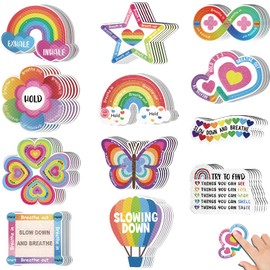 POSLIUE 72Pcs Calm Strips for Anxiety Sensory Stickers, 12 Styles Textured Sensory Strips, Mental Health Stickers, Fidget Stickers Calming Breathing Stickers for Adults & Kids