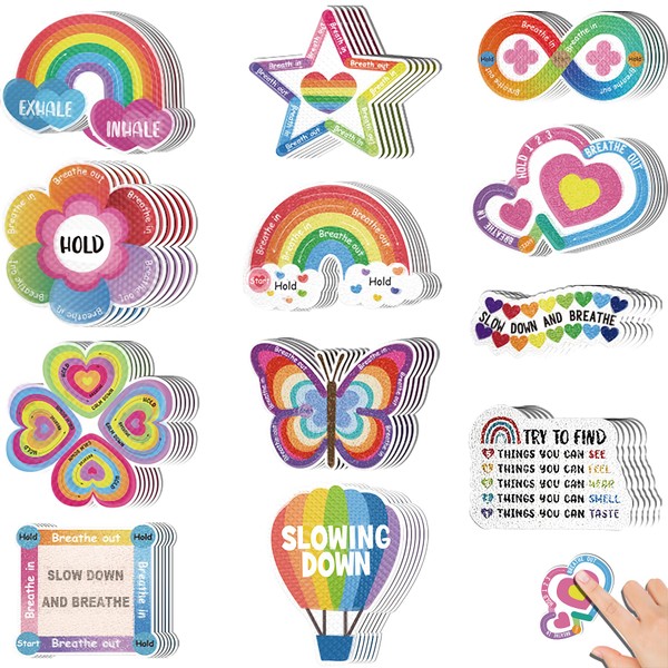 POSLIUE 72Pcs Calm Strips for Anxiety Sensory Stickers, 12 Styles