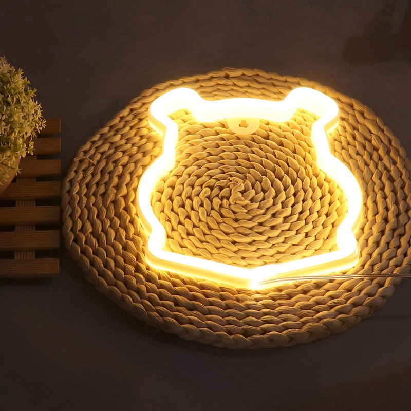Neon Light LED Bear Shaped Neon Sign Battery Operated USB