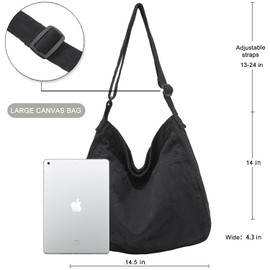 DAINAOTM Canvas Tote Bag Casual Hobo Crossbody Shoulder Bag for Women and Men Large Purse Messenger Bag Travel Work