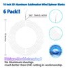 6 Pack 10 inch Aluminum 3D Sublimation Wind Spinner Double