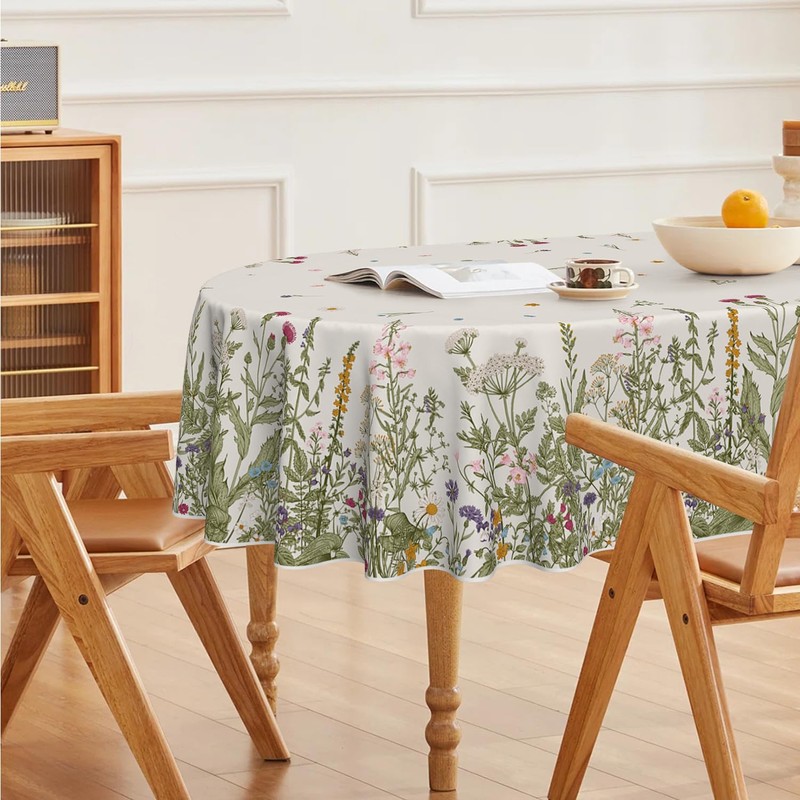 Horaldaily Spring Summer Tablecloth 60x84 Inch Oval, Wild Flowers Floral