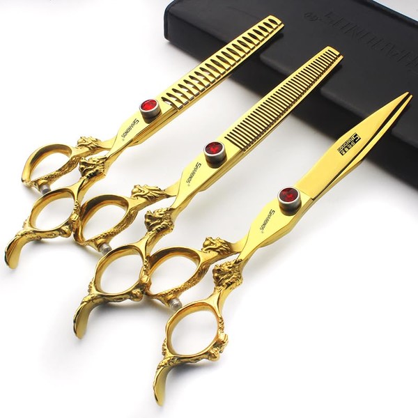 5.5 Inches/6 Inch Sharongds Japanese Hairdressing Scissors Thinning Scissors Hair 16.5 cm Professional Barber Scissors Set (7 Inch 3 Pieces B)
