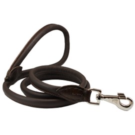 Dogs My Love 4ft Long Round Genuine Rolled Leather Dog Leash Brown (Large: 1/2" (12mm))