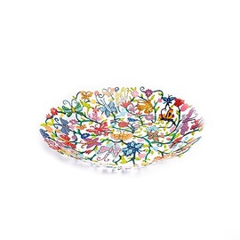 Emanuel Yair Decorative Metal Fruit Bowl | Vibrant Hand Painted Bowl | Hangable Centerpiece for Home Decor and Gifting | Judaica Art (14 inch, butterflies)