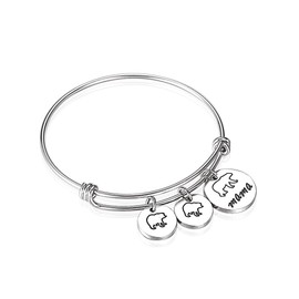 GDKASRNY Mama Bear Bracelet with 1 2 3 Cubs Adjustable Bangle Bracelet Mom Gifts (2 Cubs)