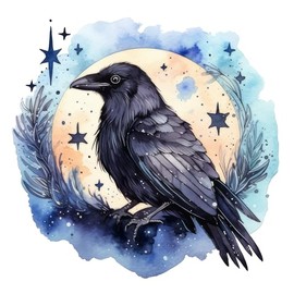 Fabric Panel 8"x8" Raven 100% Cotton Quilting Sewing Block ET323