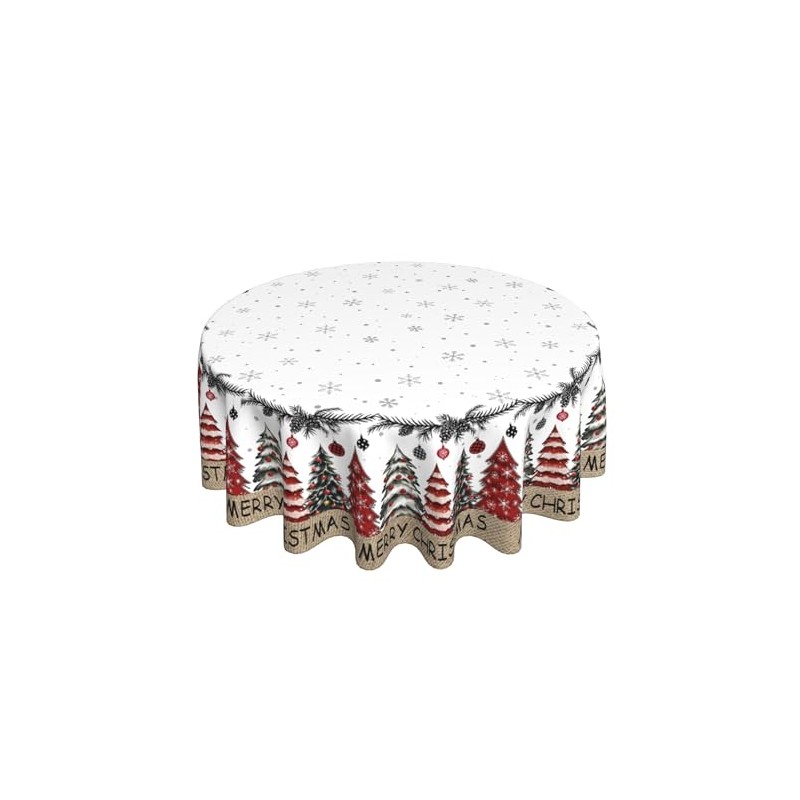 KIYIYZER Merry Christmas Round Tablecloth 60 Inch Festival Decoration Christmas