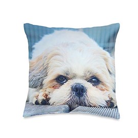 Cute Shih tzu Puppies Christmas Gift Idea Decorative Pillow Throw Pillow