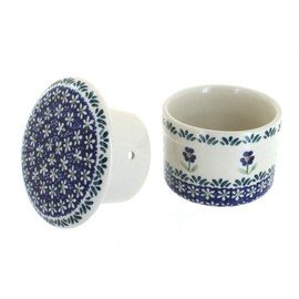 Blue Rose Polish Pottery Blue Daisy French Butter Dish