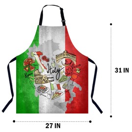 BGBDEIA Retro Grunge Italian Flag Kitchen Apron for Women Men, Adjustable Apron Chef Bakers Apron Cooking Apron Cooking Baking Gardening