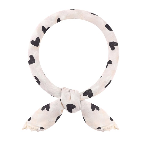 Elerevyo Women's Heart Printed Cotton Linen Scarves, Cute Retro Lace