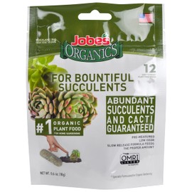 Jobe's Organics Succulent Fertilizer Spikes, Easy Plant Care for Succulent, Cactus, and Aloe Vera Plants, 12 Count