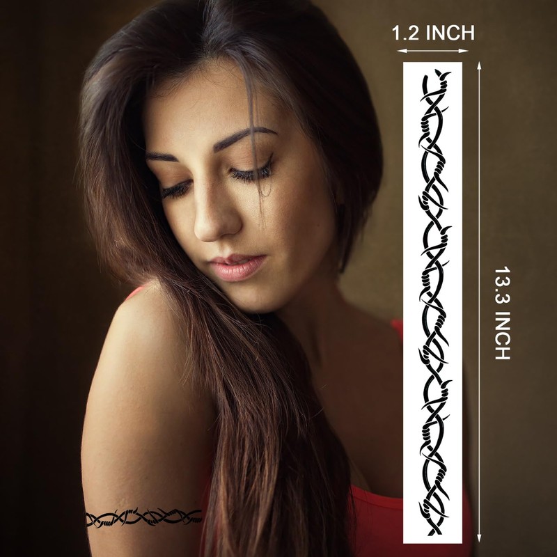 9-Sheet Variety Pack of Large Barbed Wire Temporary Tattoos, Long