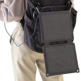 Yamazen ELEIN YRSB-M100 Portable Solar Panel, 10W (USB-A/DC Output), ETFE Coating, Waterproof, Dustproof, Compact, Lightweight, Foldable, Solar Charger, Carabiner Included