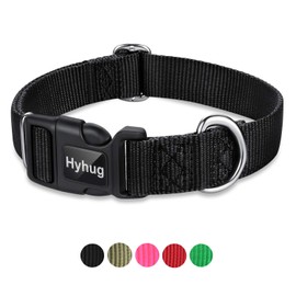 Hyhug Pets Solid Color Classic Regular Heavy Duty Basic Collar for Large Medium Small Dogs, Unique Design Adjustment Triglide Slide (Buckle) Can Attached Name Tag Accessories.