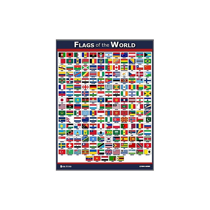 World Flags Educational Poster Laminated Young N Refined (15x20)