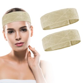 ALIIP Wig Grip Headband, 2 PCS Elastic Wig Bands, Non Slip Edge Band for Laying Down Wigs, Adjustable Velvet Wigs Melt Bands, Discreetfor, Soft for All Head Hair Loss Chemo Patients(Beige)