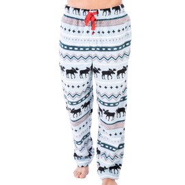 Lazy One Men's Fleece Pajama Pants, Nordic Fleece Pajama Bottoms for Men, Animal (Winter Moose, Large)