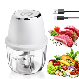 Electric Mini Chopper, 350 ml Onion Cutter, Electric Vegetable Chopper, USB Charging, Portable Onion Chopper, 6 Stainless Steel Blades for Meat, Garlic, Kitchen Accessories