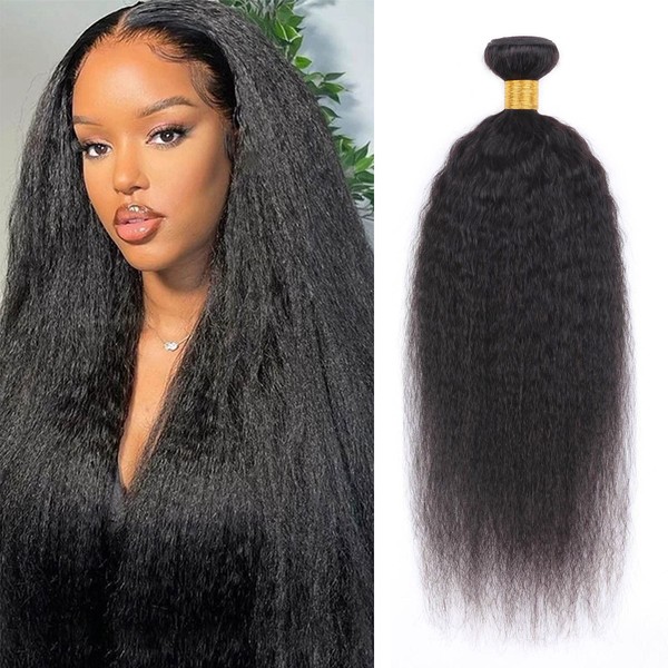 Huarisi Kinky Straight Hair Weaves Bundles, 20 Inch 1 Bundle