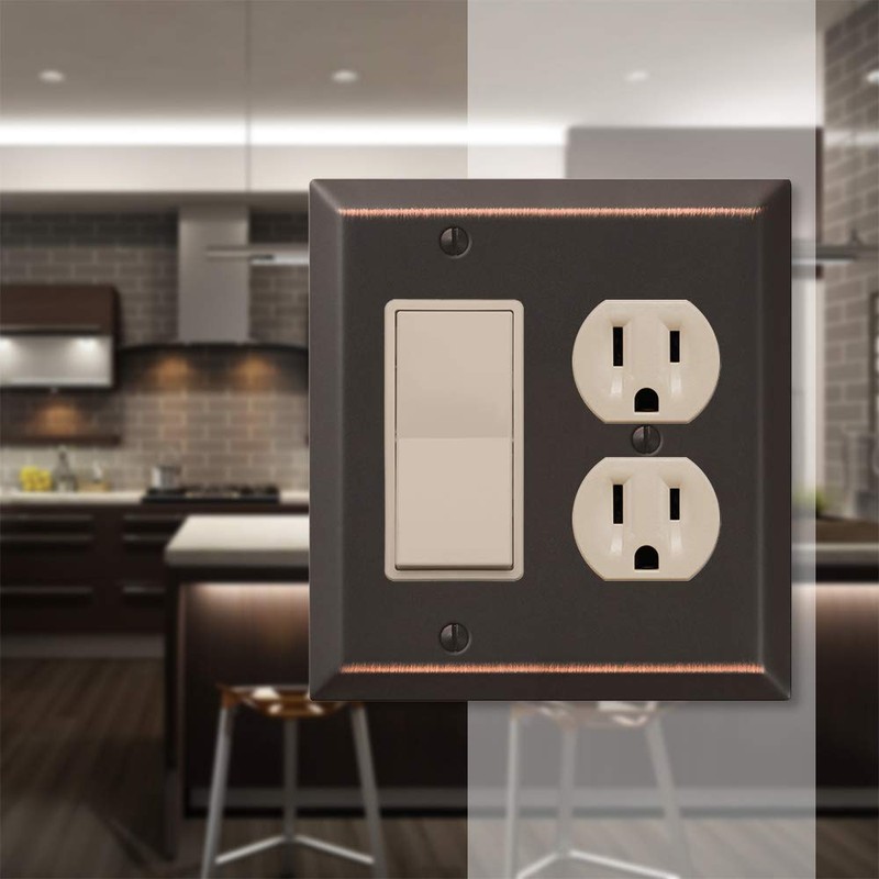 Amerelle 163RDDB Century Wallplate, 1 Rocker / 1 Duplex Outlet,