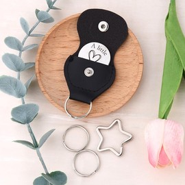 Pocket Hug Token Gifts For Girlfriend Boyfriend Anniversary Birthday Fathers Day Gift for Wife Husband Fiance Long Distance Relationships Gift Engraved Coin with 1pcs Leather & 3pcs Keyrings