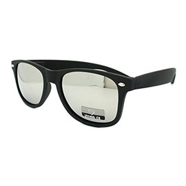 JuicyOrange Matte Black Mirror Lens Sunglasses Classic Square Old School Vintage Frame