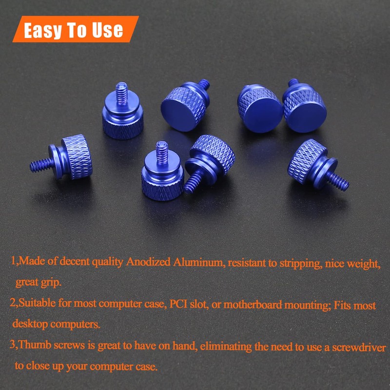 HELIFOUNER 20 Pieces 6-32 Thread, Blue Color Anodized Aluminum Computer