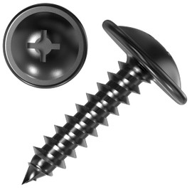 100 AUPROTEC Tapping Screws Phillips Flat Head with Washer Black Galvanised 3.9 x 9.5 mm