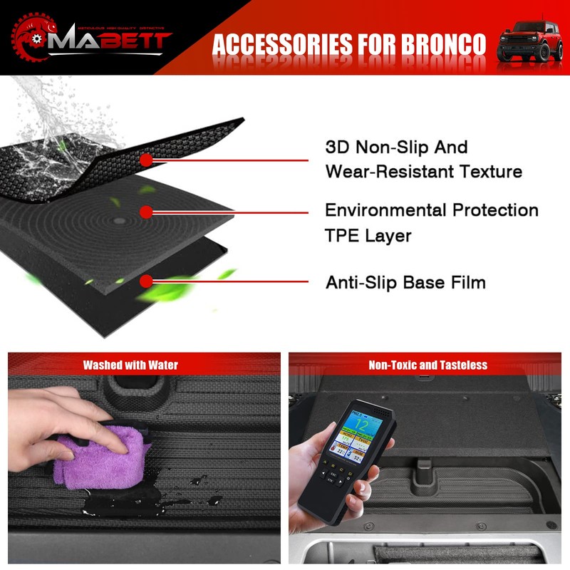 Mabett Trunk Lower Storage Mat for Ford Bronco Accessories 2026,
