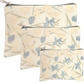 HappyDaily 3 Pack Beautiful and Multifunctional Makeup Cases or Cosmatic Bags or Travel Toiletry Pouch or Storage Bags or Purse for Women Girls (Beige Flower)