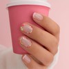 24 Pcs Pink Flower French Tip Press On Nails, Short