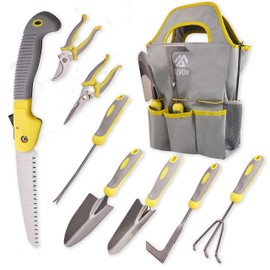 Elevon Garden Tool Set, 9 PCS Stainless Steel Heavy Garden Tools, Garden Tool Set with Waterproof Storage Bag, Suitable for Planting, Digging and Pruning, The Best Choice for Garden Lovers
