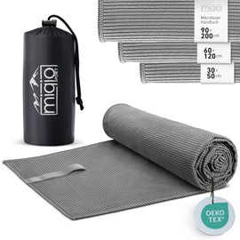 Miqio Sports Microfibre Towel with Structure Ultra Light and Quick Drying 90 x 200 cm Versatile Use as Travel Towel, Beach Towel, Bath Towel for Sports, Fitness, Leisure