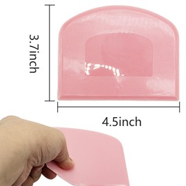 Set of 2 Dough Scrapers Bowl Scraper Plastic Pastry Bread Dough Cutter Flexible Cutter Chopper Home Kitchen Tools Bakeware for Baking(Pink+White)