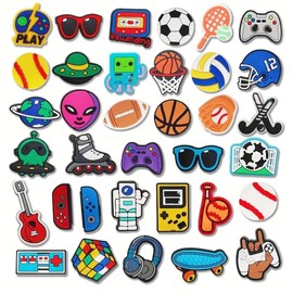 JY JUYU Sports Ball Shoe Charms Basketball Soccer Football Softball Volleyball Shoe Decoration Charms for Clog Shoe, Decoration for Shoe Bracelet Wristband Party Gifts Game Sports(balls35)