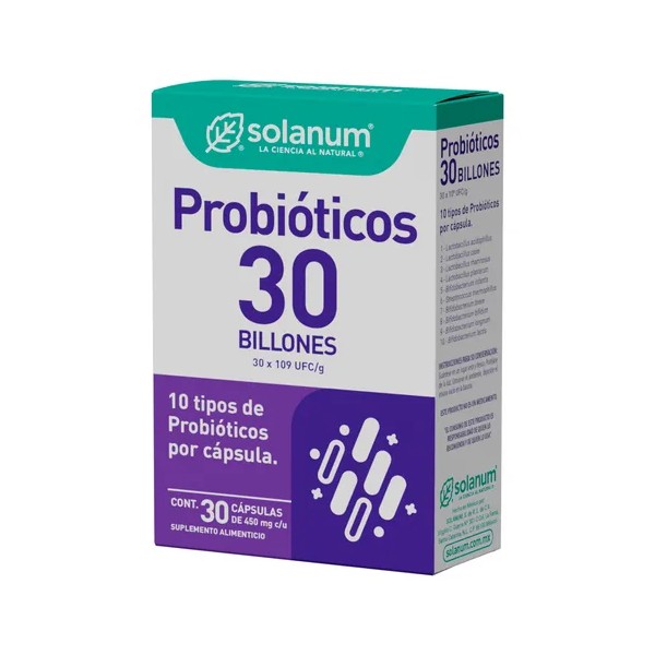 Solanum Probióticos 30 Billones 30 Cápsulas