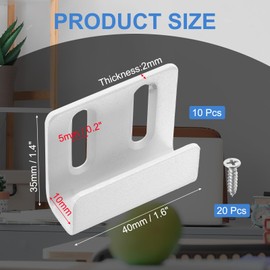 sourcing map 10 Pcs Stainless Steel Tile Hanger, Adjustable Tile Display Wall Hanger Mounting Bracket Wall Mounted Hook Fastener Bracket for Mirrors Picture Frames, White (Inner Width 10mm)