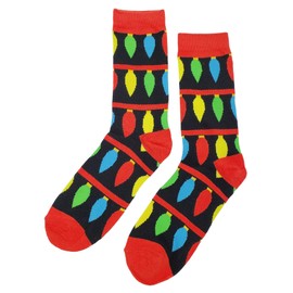 SockFly Large Christmas Light Dress Socks Funny Novelty Crazy Fun Design Men Size 8-12 Cotton Casual Crew Colorful Funky Fancy Socks Gift for Men