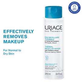 Uriage Micellar Thermal Water for Normal to Dry Skin - Face & Eyes - 3-in-1: Cleans, Removes Makeup & Moisturises - Do Not Rinse - 96% Natural Ingredients - 250 ml
