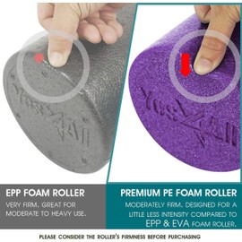 Yes4All Medium Firm Round PE Foam Roller 12, 18, 24, 36 Inches for Pilates, Yoga, Stretching, Balance & Core Exercises, 12 Inches, Purple