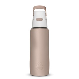 DAFI Trinkflasche mit Filter Solid 0,7 L Beige - Wasserflasche mit Wasserfilter, BPA-Frei, Sportflasche mit gefiltertes Wasser für Reisen, Filterflasche Outdoor + Aktivkohle Filter Strohhalm