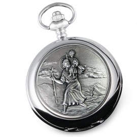 De Walden Godson Christening Gift Engraved St Christopher Pocket Watch MP