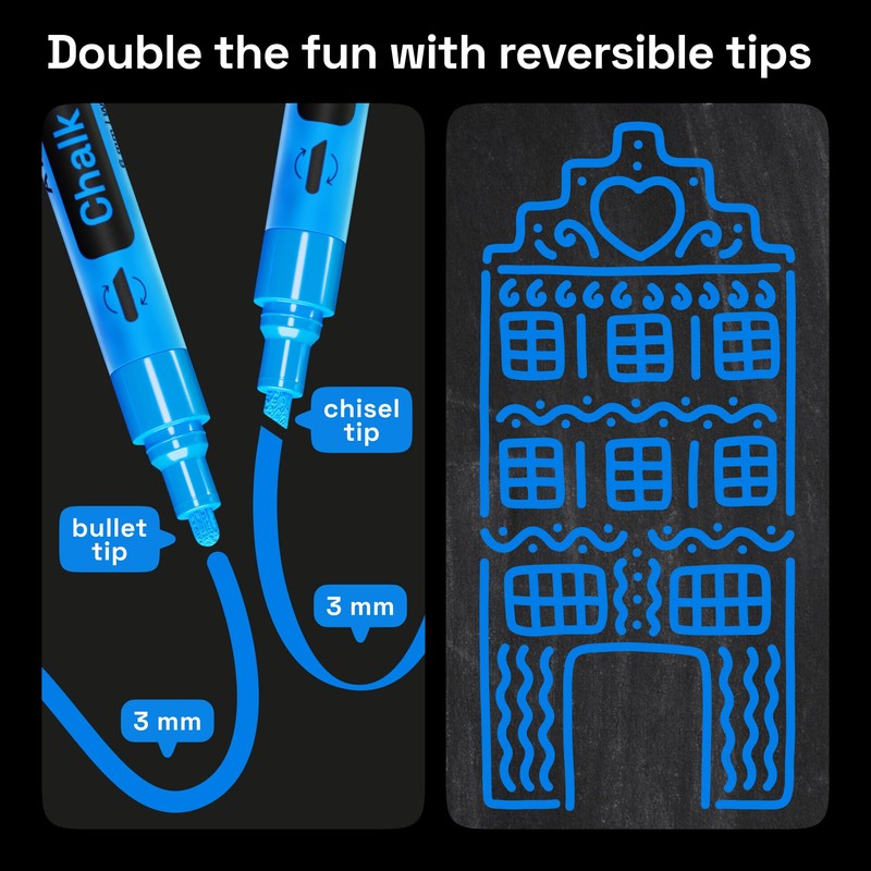 ARTISTRO 2 x Blue Fine Point Chalk Marker Pens