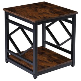HODGSON Mini Fridge Stand Table with Large Capacity Storage, 18” Rustic Industrial End Table Side Table with 2-Tier for Beverage, Refrigerator, Dorm, Apartment,Office, Bedroom Corner