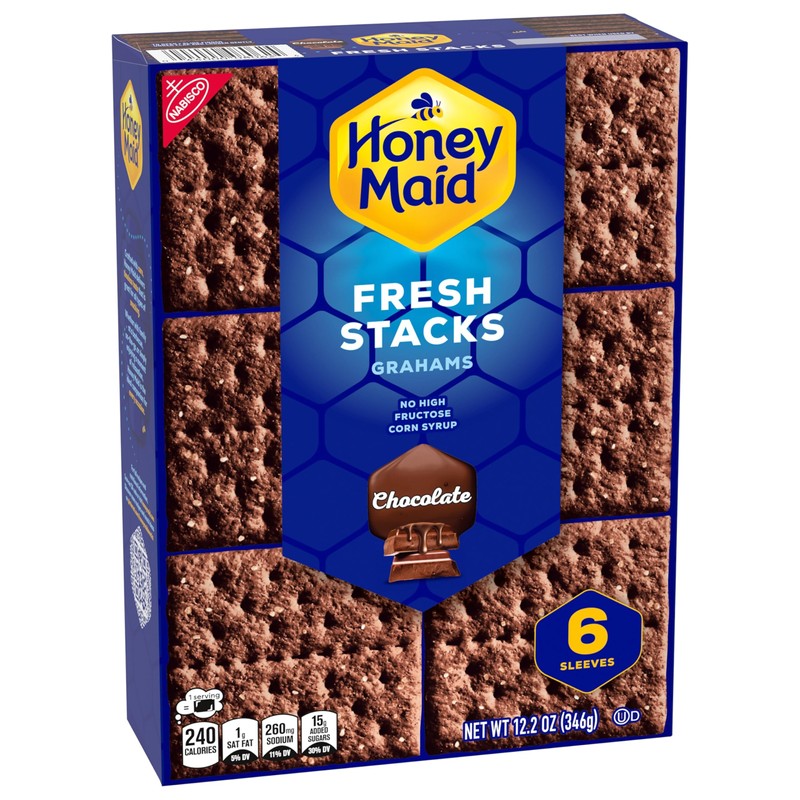 HONEY MAID Fresh Stacks Chocolate Graham Crackers, Bulk Travel Snacks,