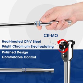 WORKPRO Dual Drive Heavy Duty Breaker Bar 16-inch Length 360° Rotatable Head