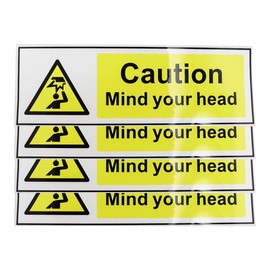Nicear 4 PCS Mind Your Head Sign Safety Warning Stickers Waterproof Outdoor Vinyl Sticker 20x6.6cm